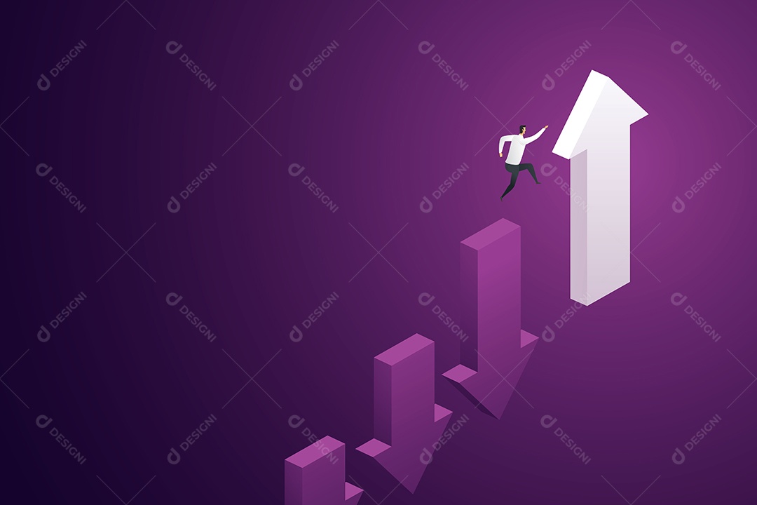 Investidores Pulam de Flechas Caindo para Flechas Subindo Vetor EPS