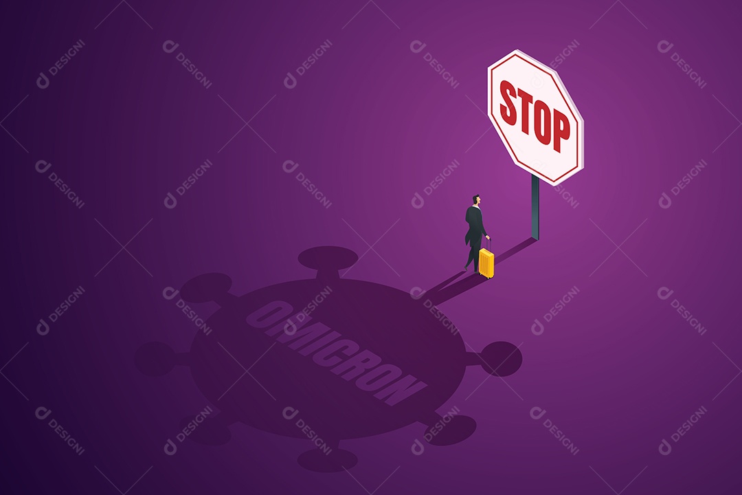 Empresários ou Viajantes Proibidos Em Risco de Novo Surto de Coronavírus Omicron Covid-19 Vetor EPS