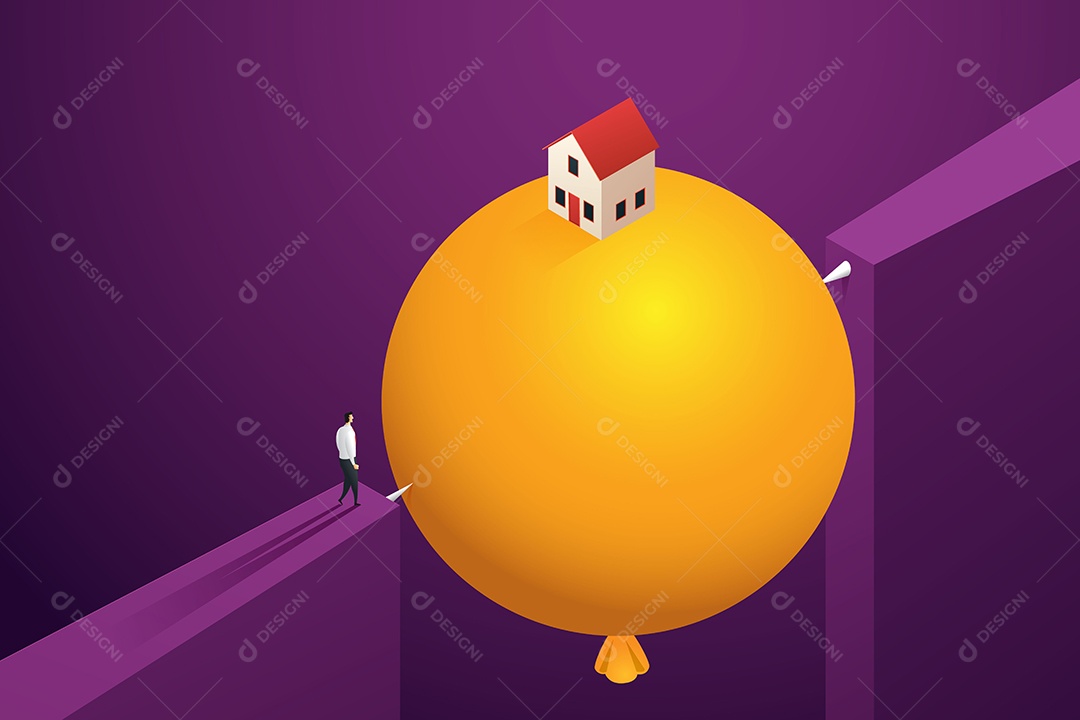 Crise e Riscos do Mercado Imobiliário Vetor EPS