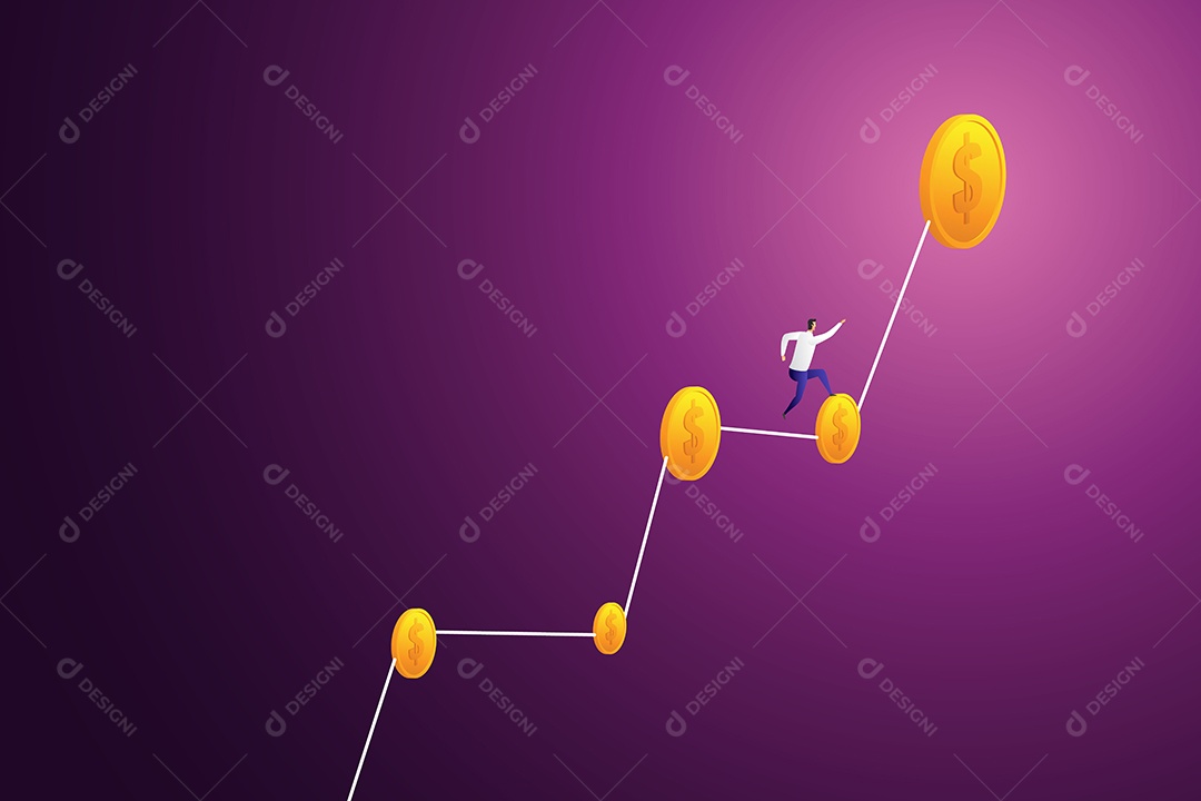 Empresário é Executado Em Um Gráfico de Lucro Crescente de Investimentos Vetor EPS