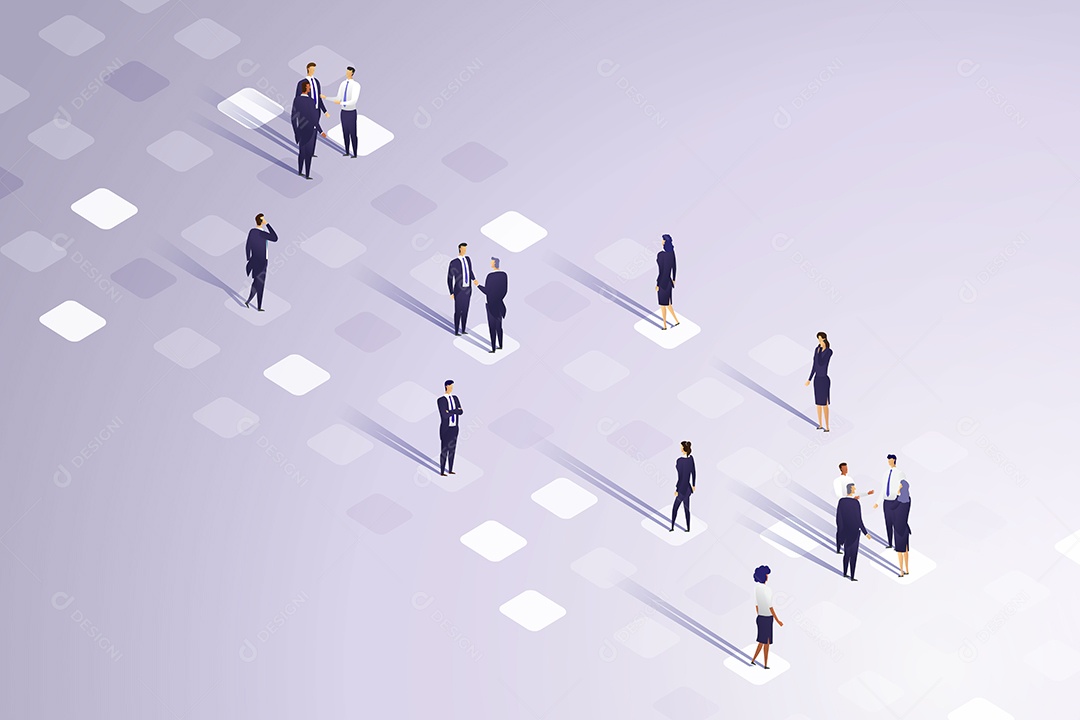 Comunicação de Layout de Rede de Negócios e Cooperação de Grupo de Pessoas de Negócios Vetor EPS