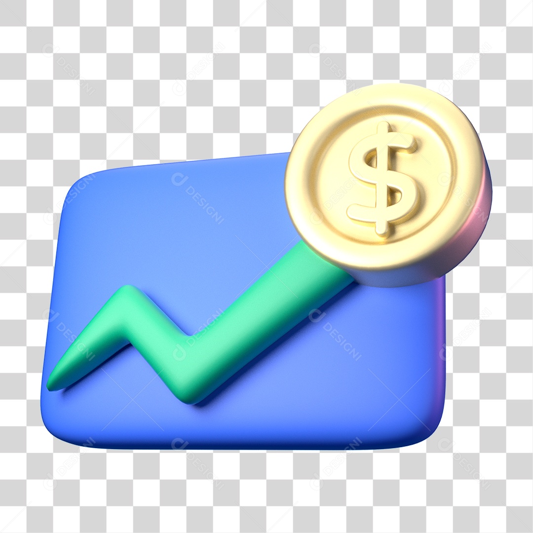 Elemento 3D Ícone de Negócios Financeiros Gráficos PNG Transparente