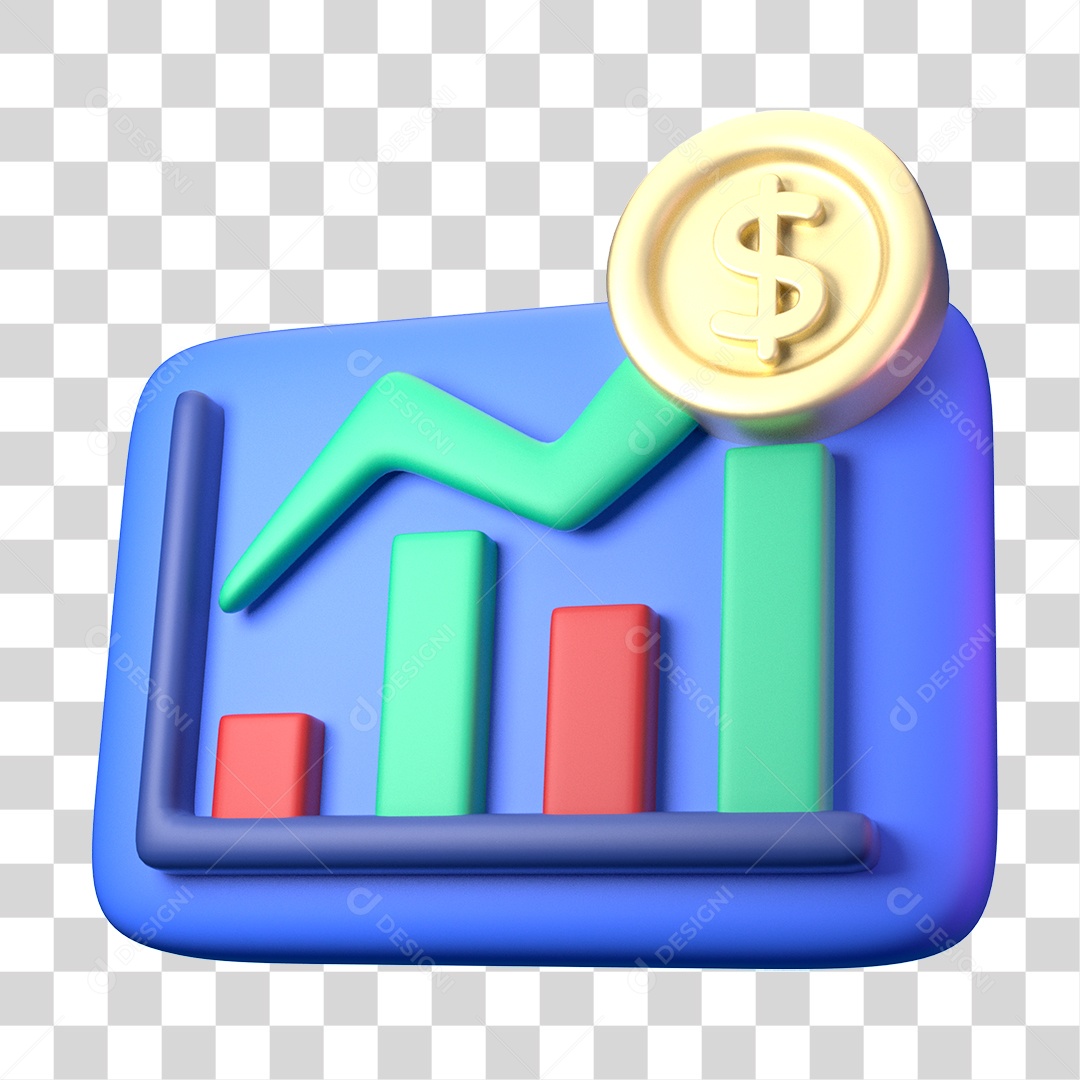 Elemento 3D Ícone de Negócios Financeiros Gráficos PNG Transparente