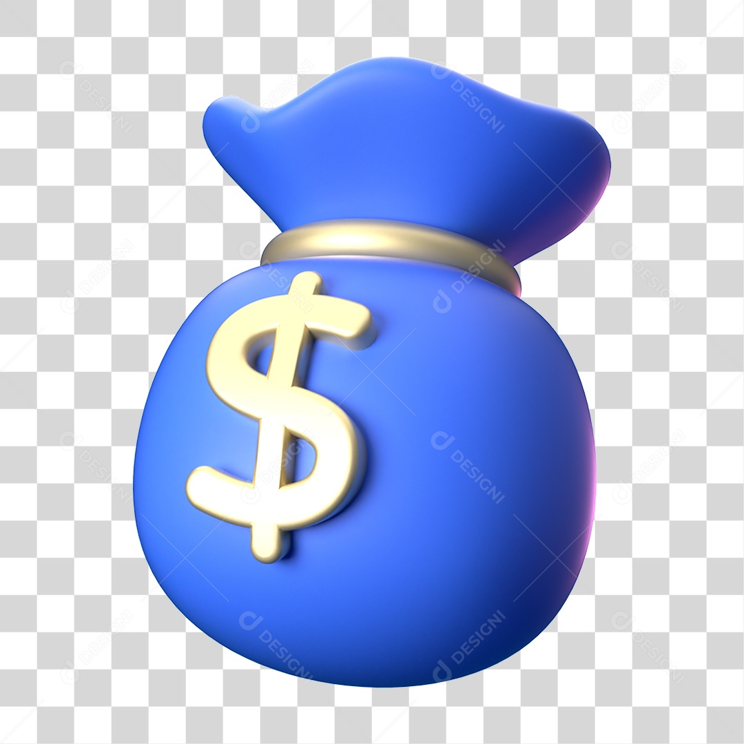 Elemento 3D Ícone de Negócios Financeiros Saco de Dinheiro PNG Transparente