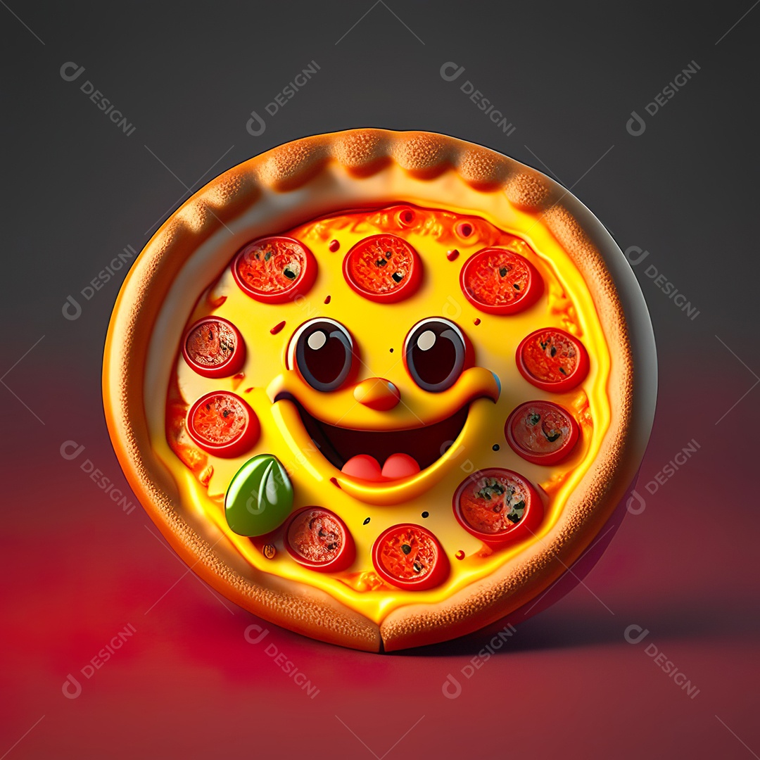 Emoji de pizza altamente detalhado com renderização