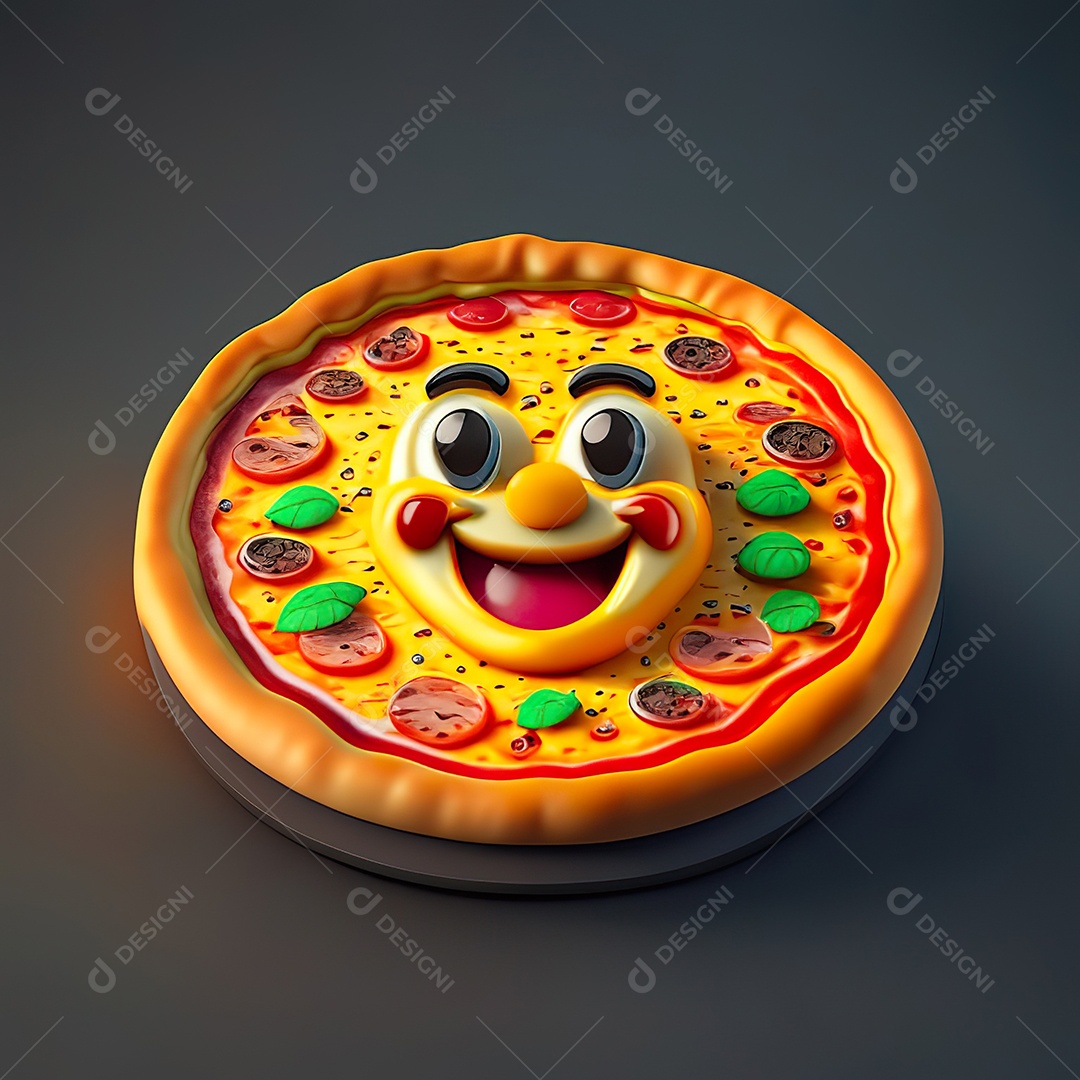 Emoji de pizza altamente detalhado com renderização