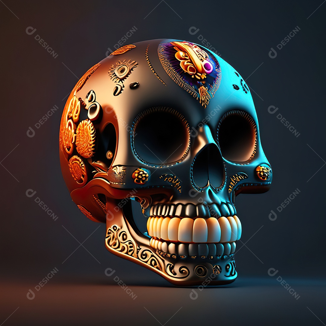 Crânio engraçado emoji altamente detalhado