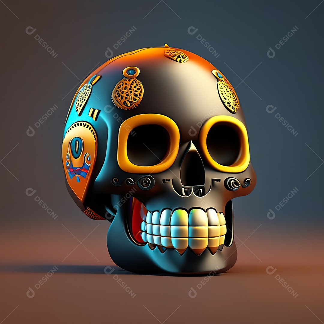 Crânio engraçado emoji altamente detalhado