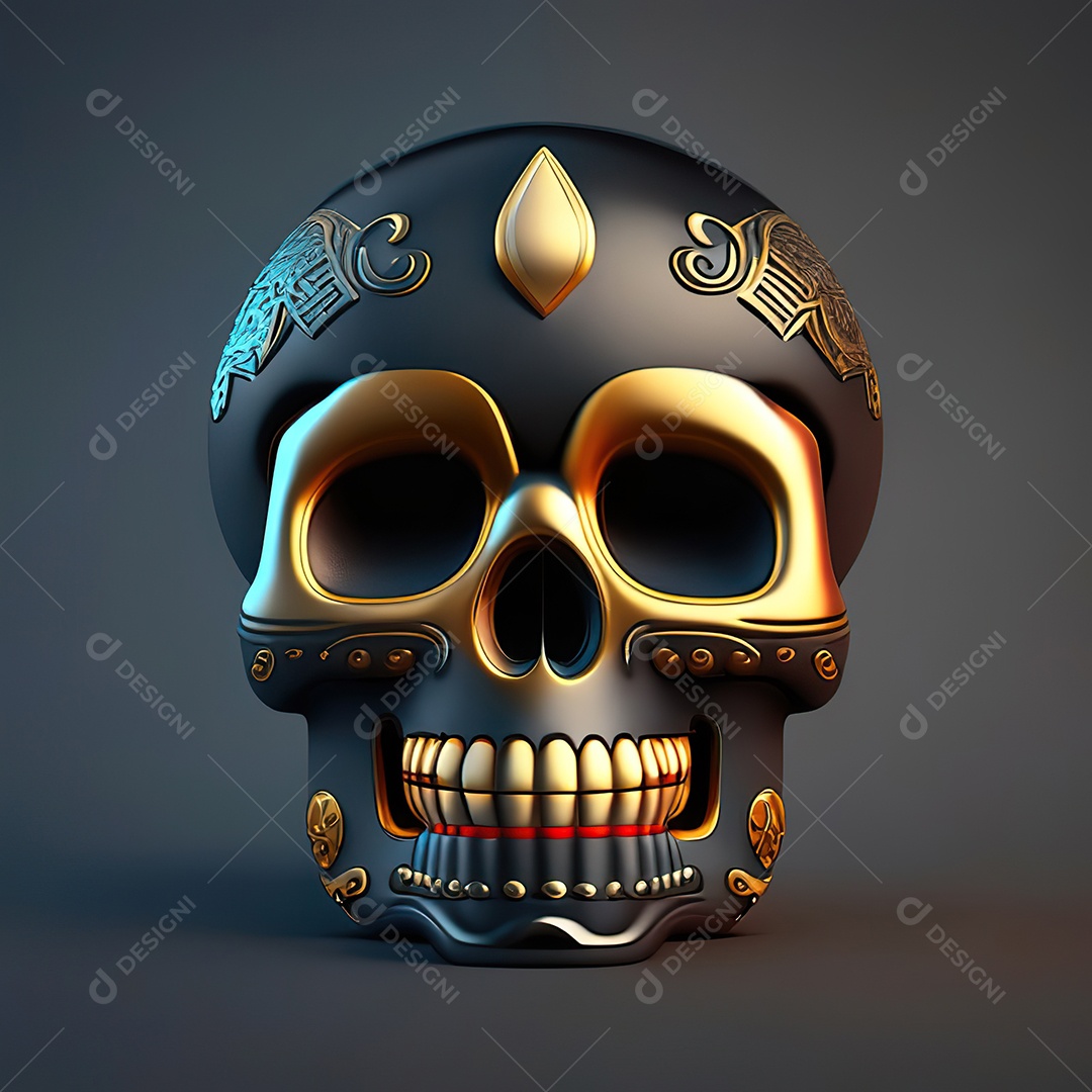 Crânio engraçado emoji altamente detalhado