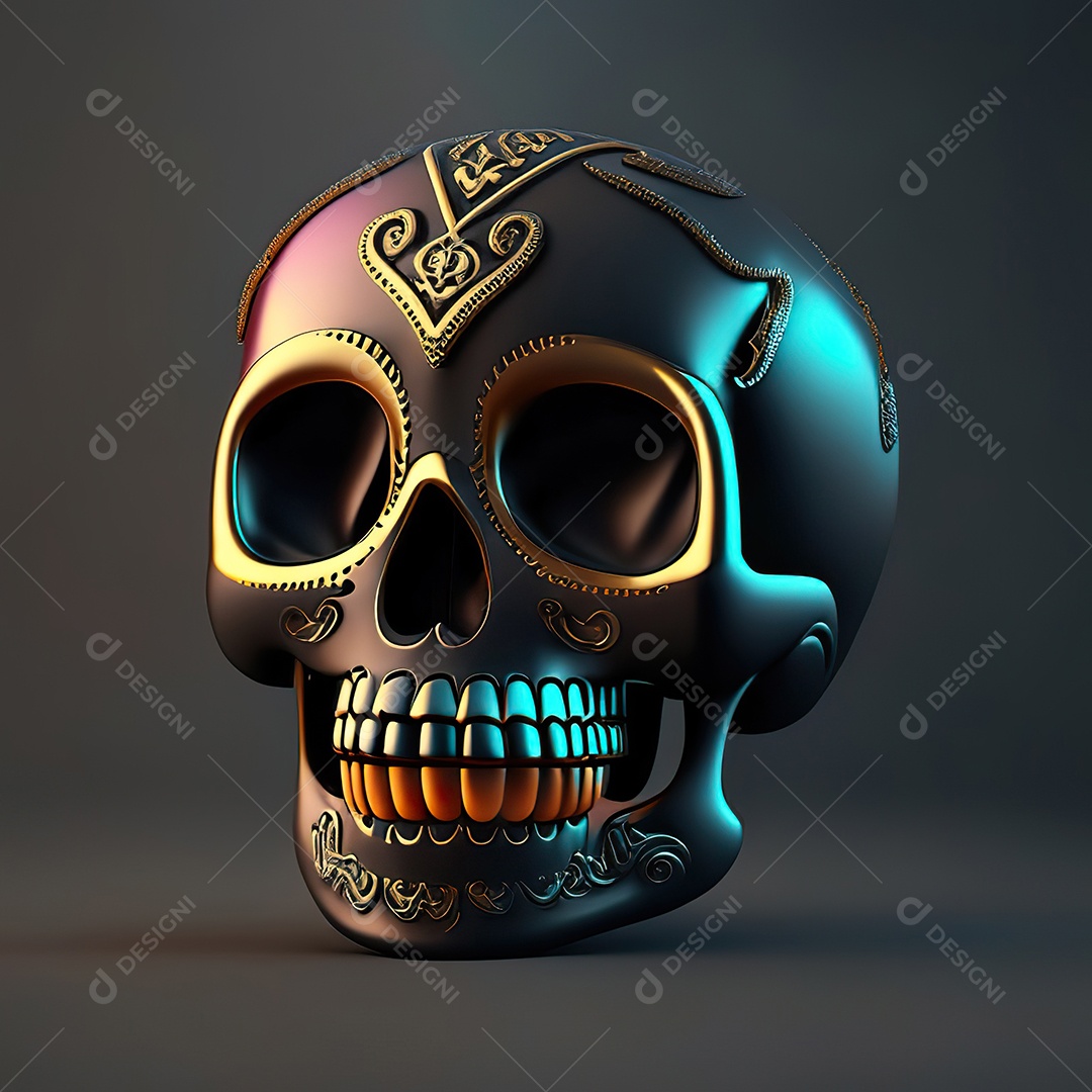 Crânio engraçado emoji altamente detalhado