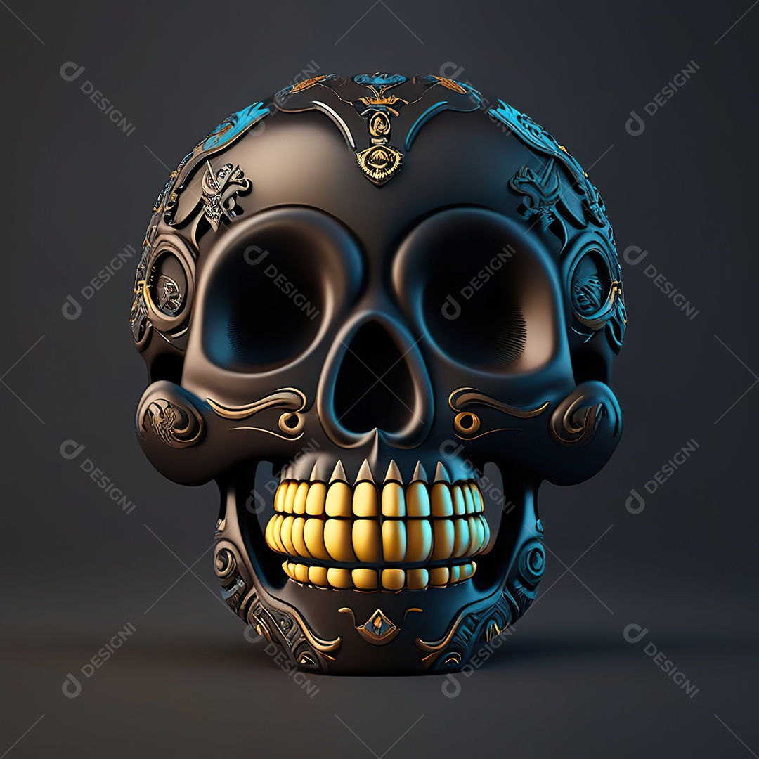 Crânio engraçado emoji altamente detalhado