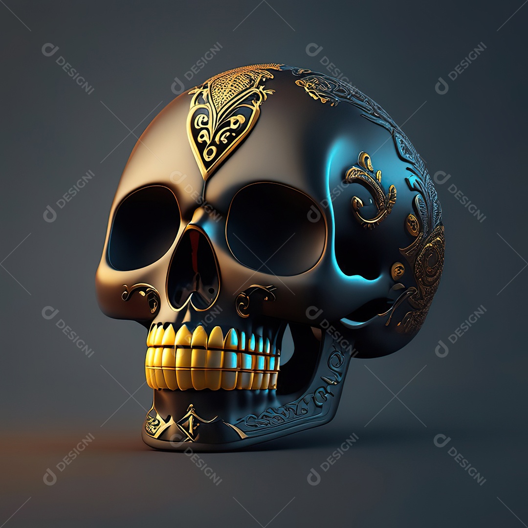 Crânio engraçado emoji altamente detalhado