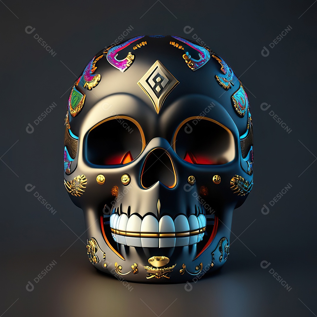 Crânio engraçado emoji altamente detalhado