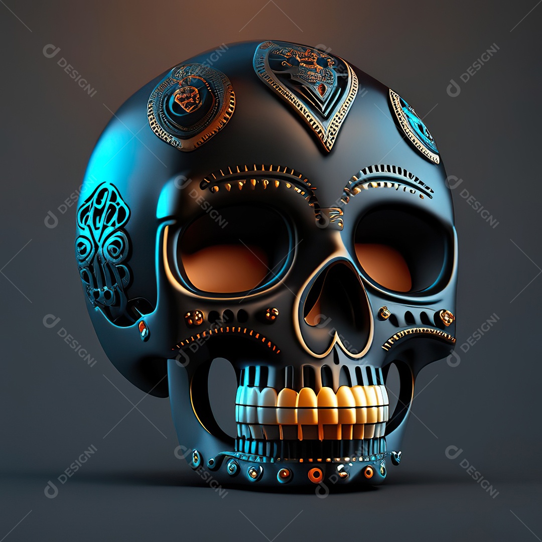 Crânio engraçado emoji altamente detalhado