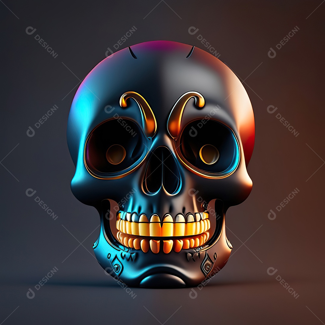 Crânio engraçado emoji altamente detalhado