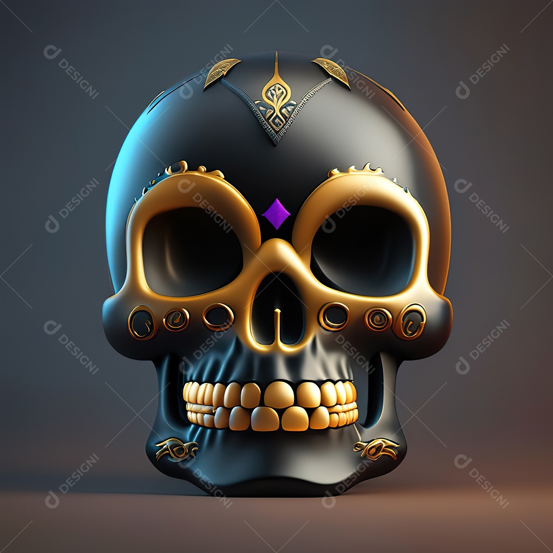 Crânio engraçado emoji altamente detalhado