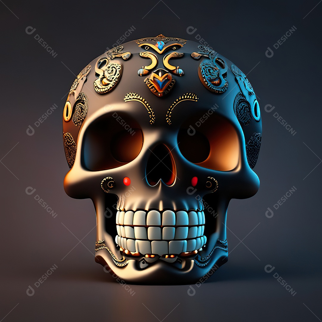 Crânio engraçado emoji altamente detalhado