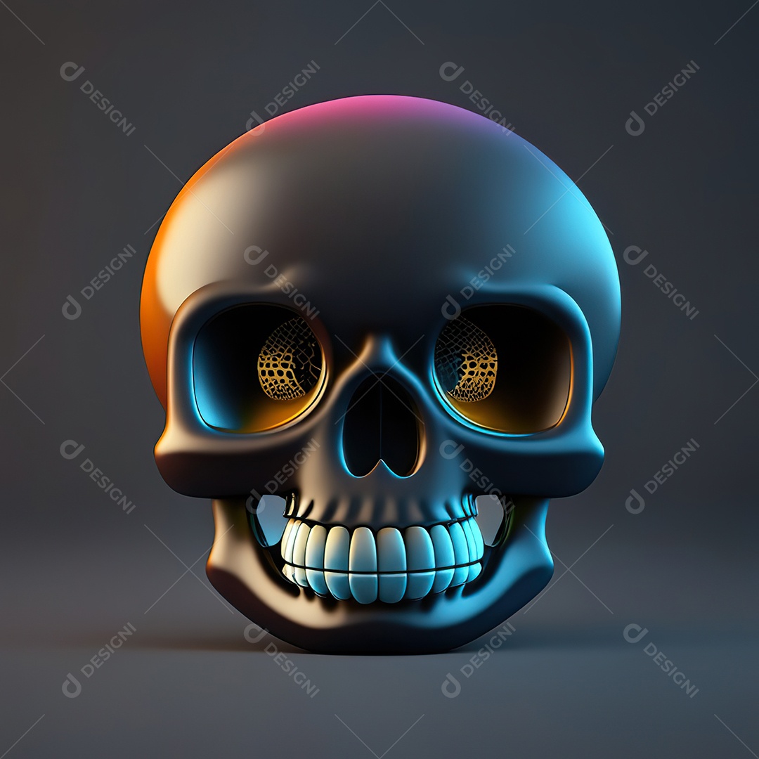 Crânio engraçado emoji altamente detalhado