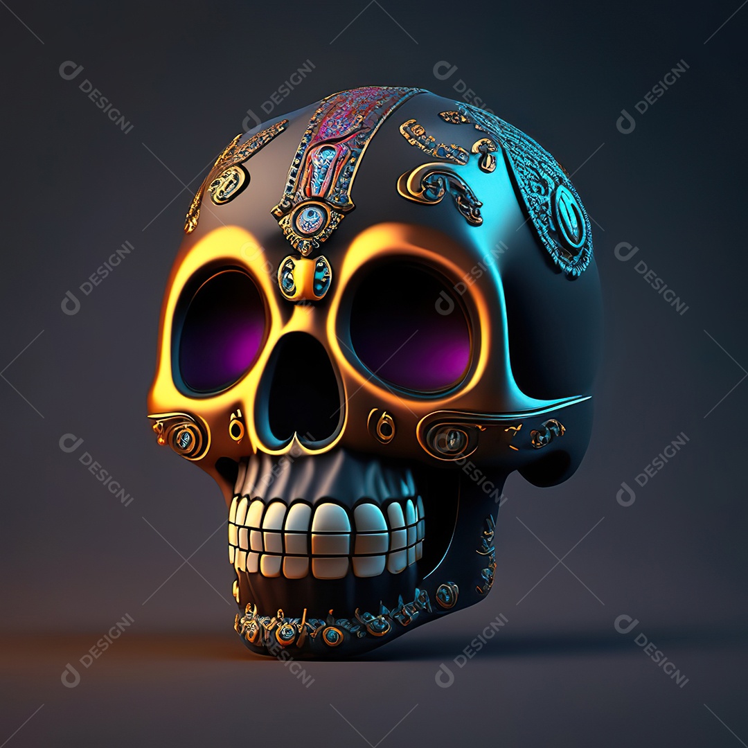 Crânio engraçado emoji altamente detalhado