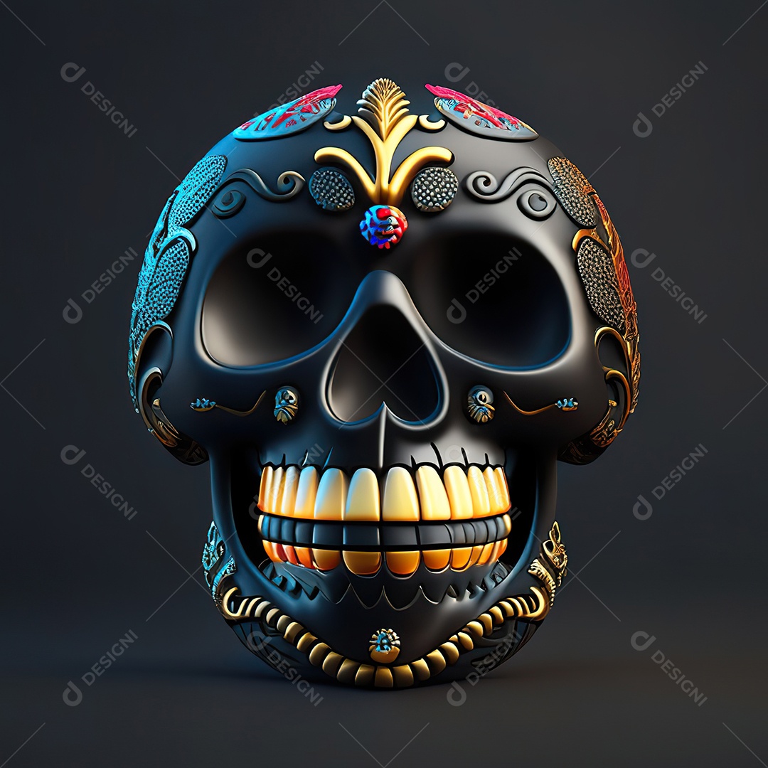 Crânio engraçado emoji altamente detalhado