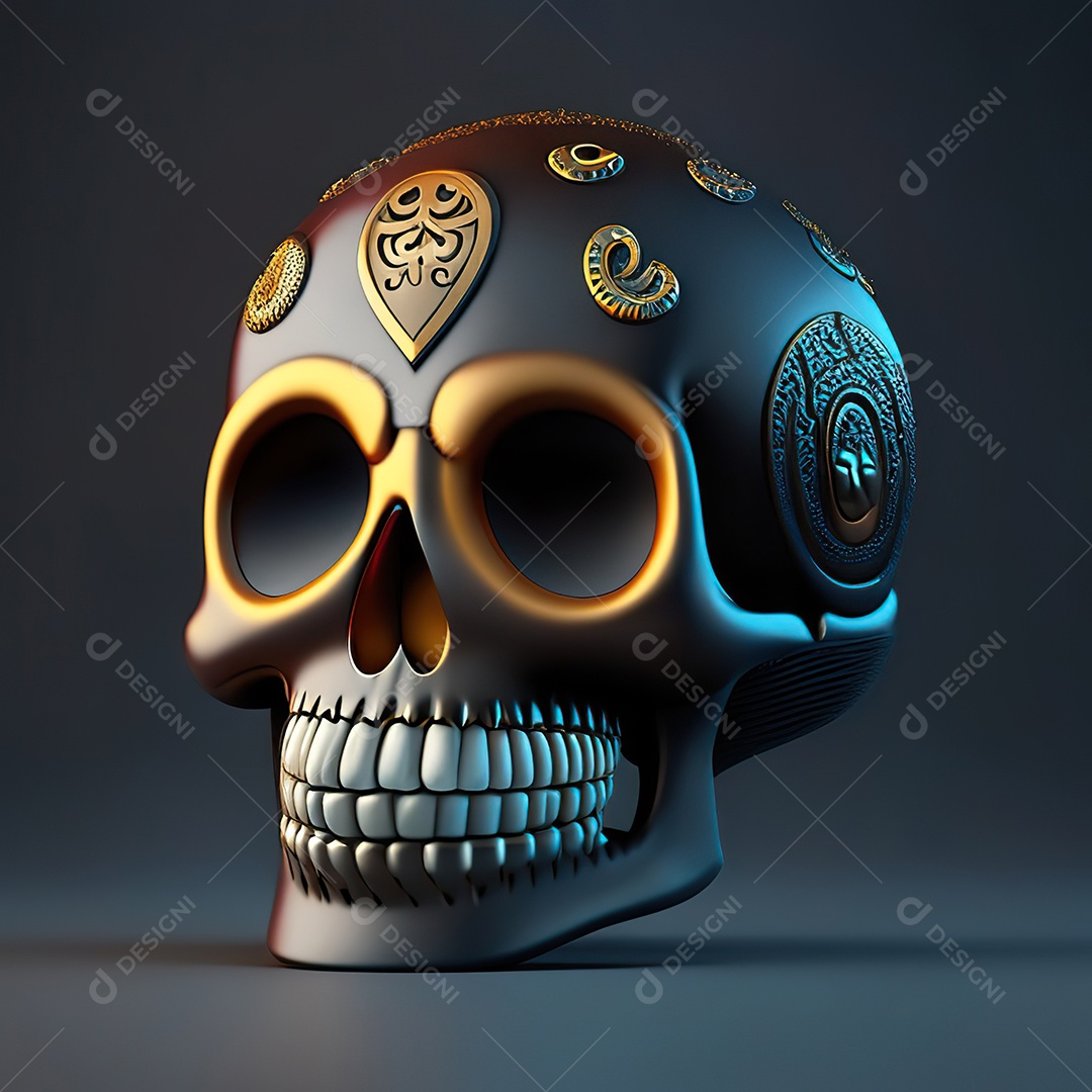 Crânio engraçado emoji altamente detalhado