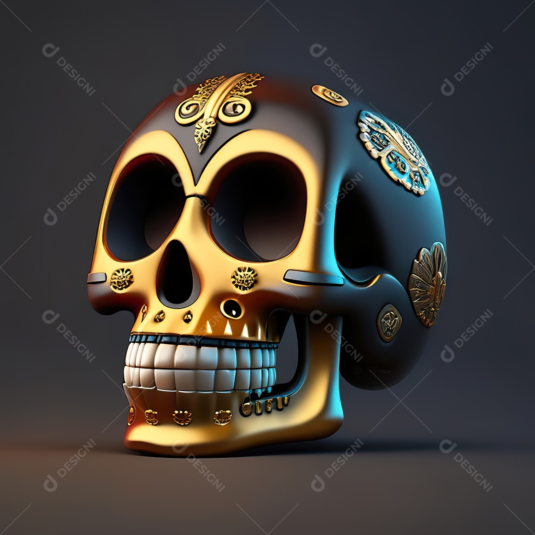 Crânio engraçado emoji altamente detalhado