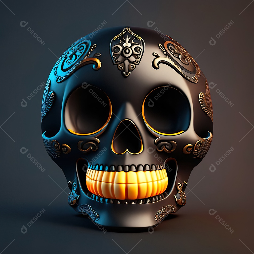 Crânio engraçado emoji altamente detalhado 8k octanagem