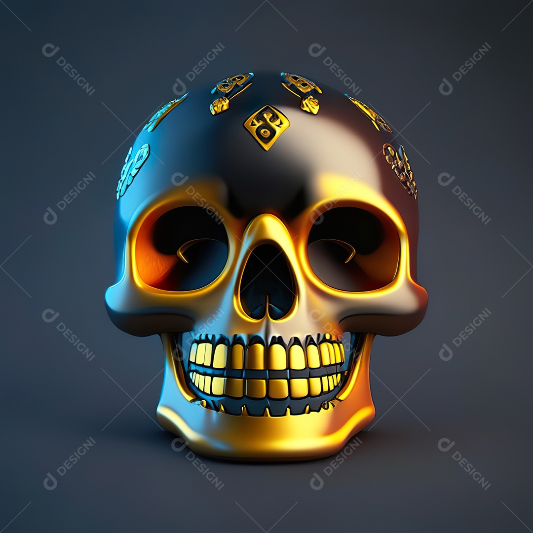 Crânio engraçado emoji altamente detalhado 8k octanagem