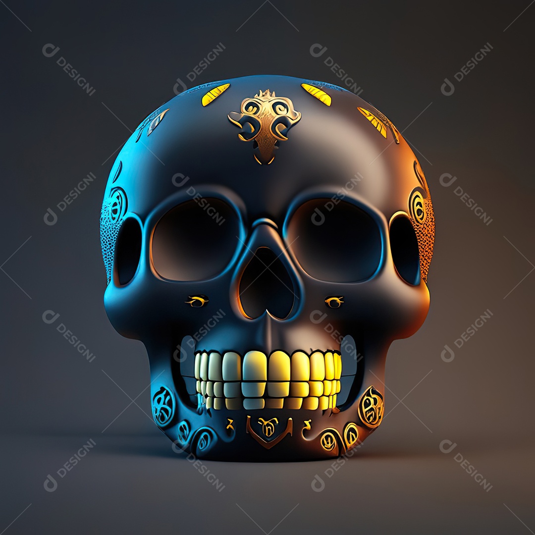 Crânio engraçado emoji altamente detalhado 8k octanagem