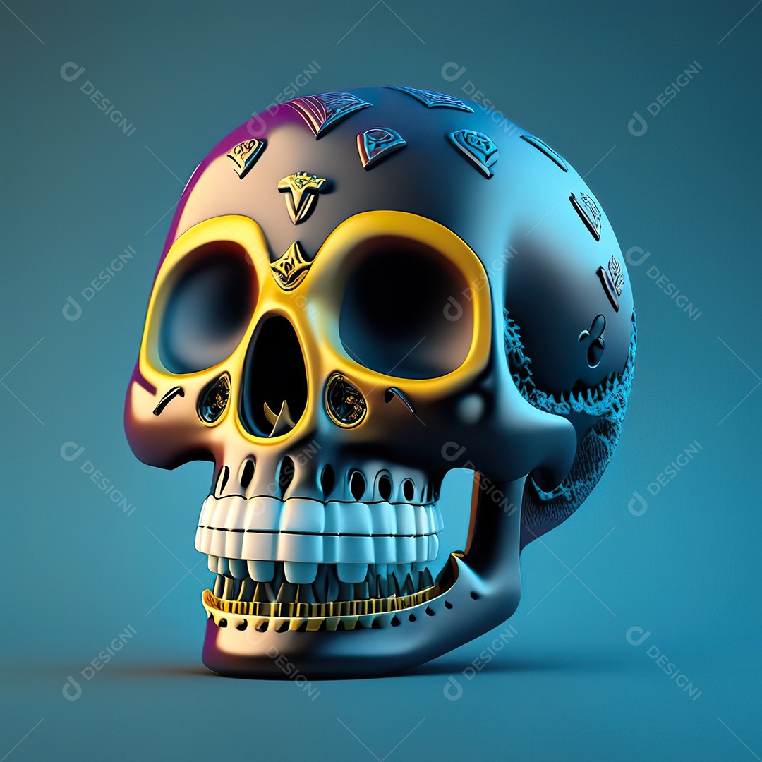 Crânio engraçado emoji altamente detalhado 8k octanagem