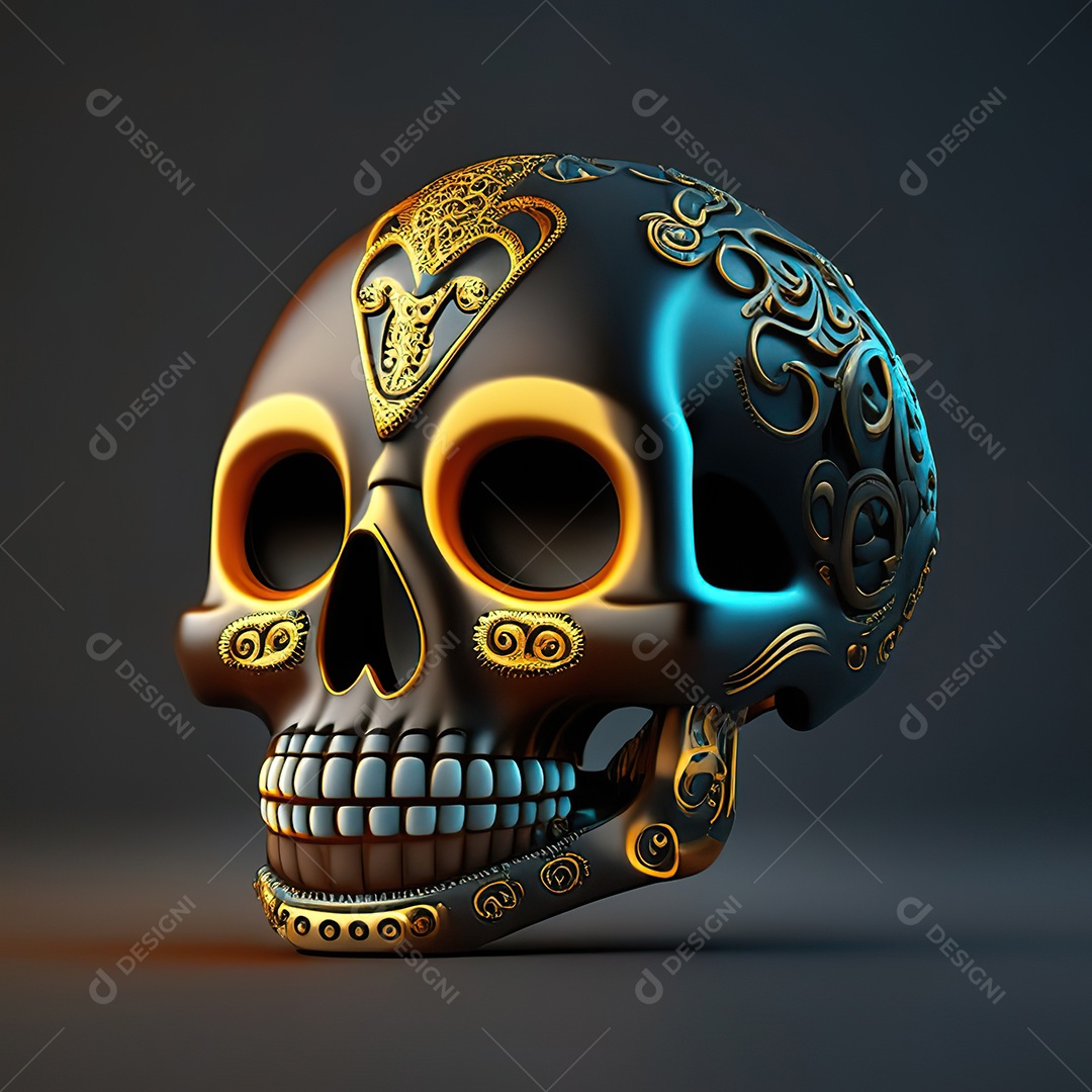 Crânio engraçado emoji altamente detalhado 8k octanagem