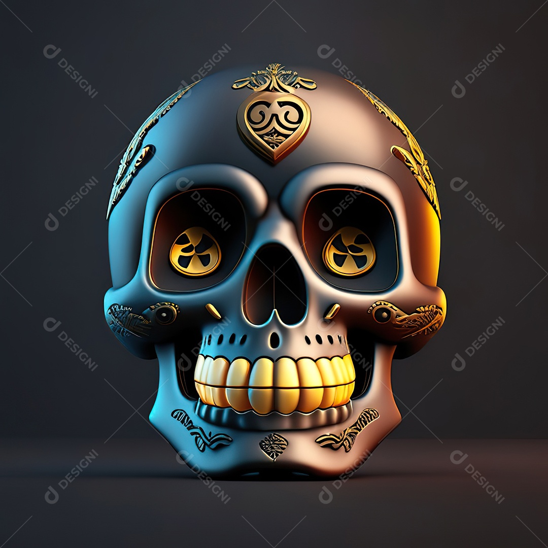 Crânio engraçado emoji altamente detalhado 8k octanagem