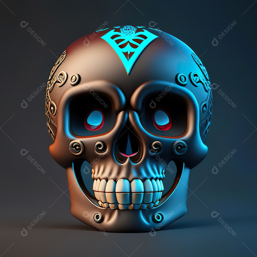 Crânio engraçado emoji altamente detalhado 8k octanagem