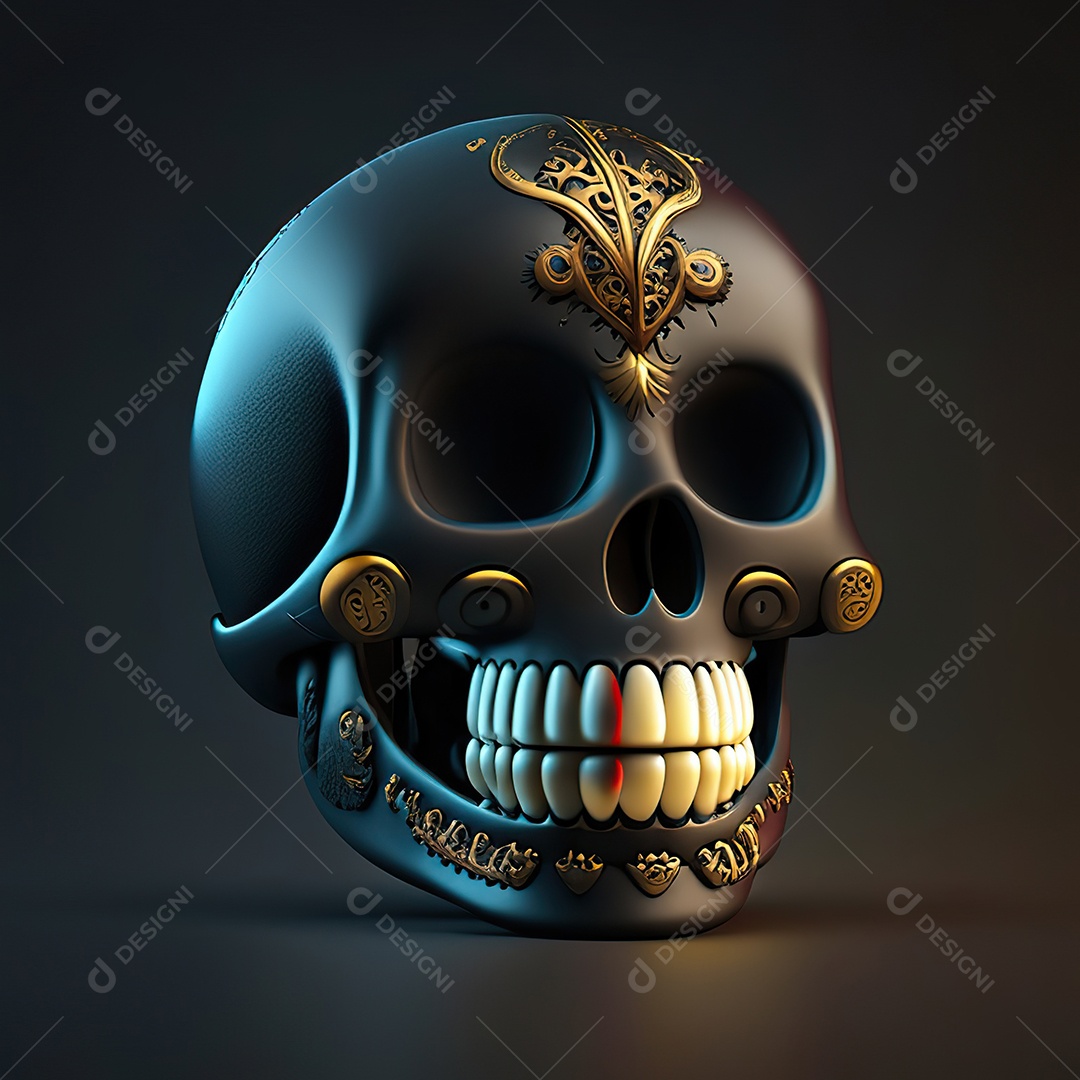 Crânio engraçado emoji altamente detalhado 8k octanagem