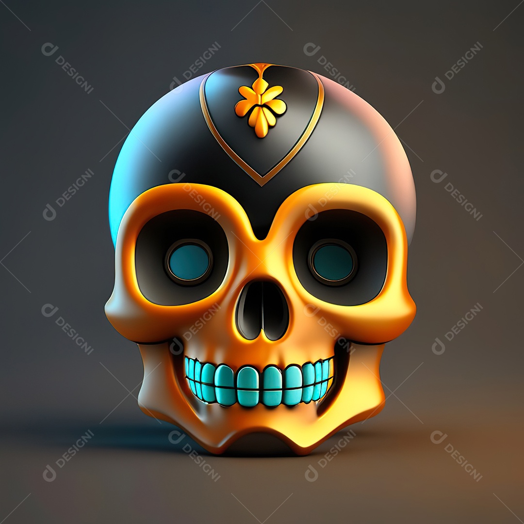 Crânio engraçado emoji altamente detalhado 8k octanagem