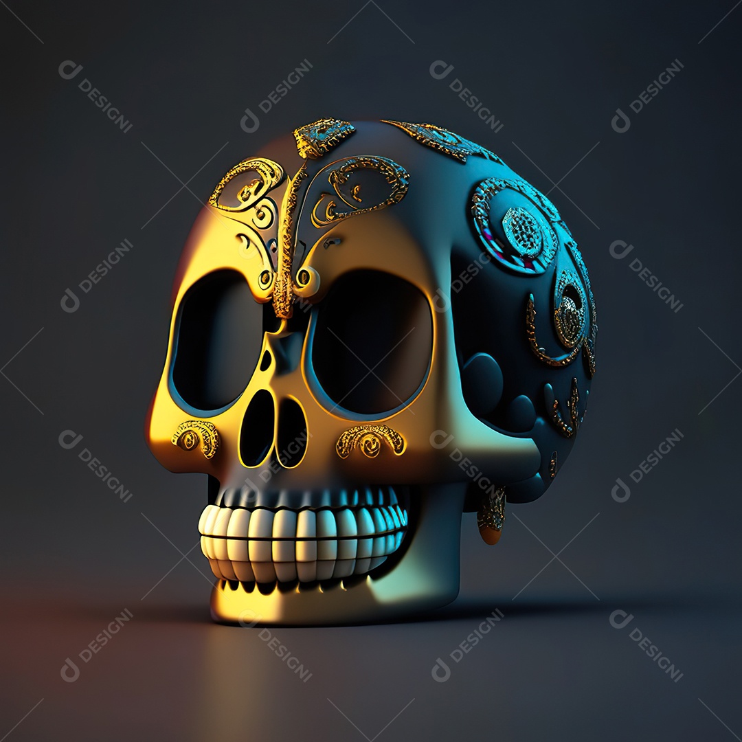 Caveira emoji engraçado altamente detalhado 8k