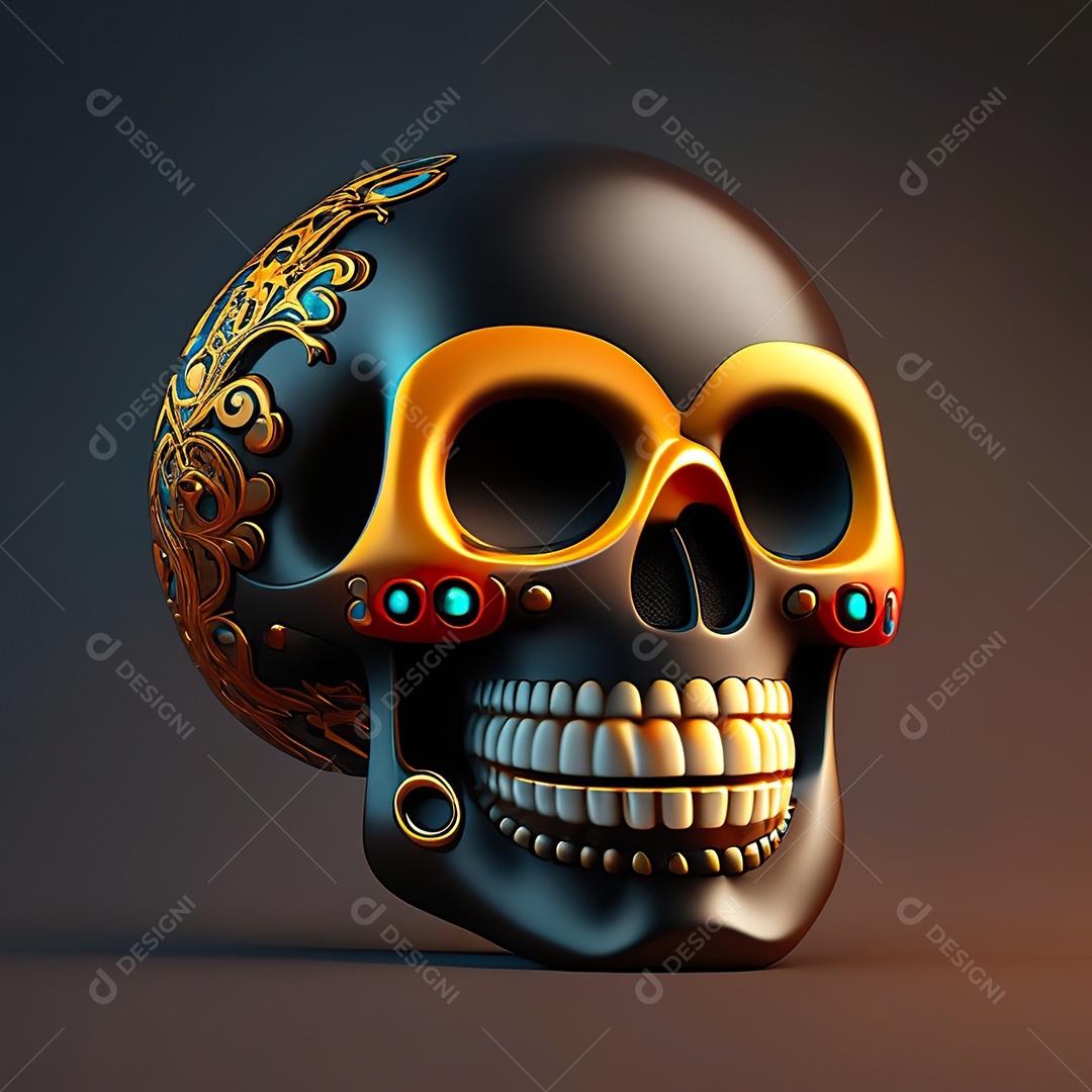 Caveira emoji engraçado altamente detalhado 8k