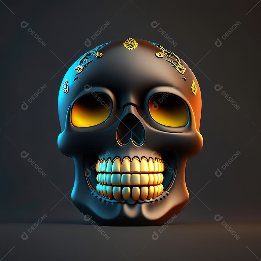 Caveira emoji engraçado altamente detalhado 8k