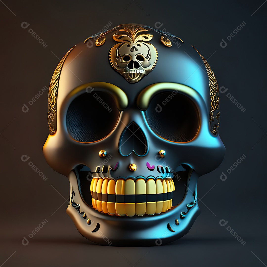 Caveira emoji engraçado altamente detalhado 8k