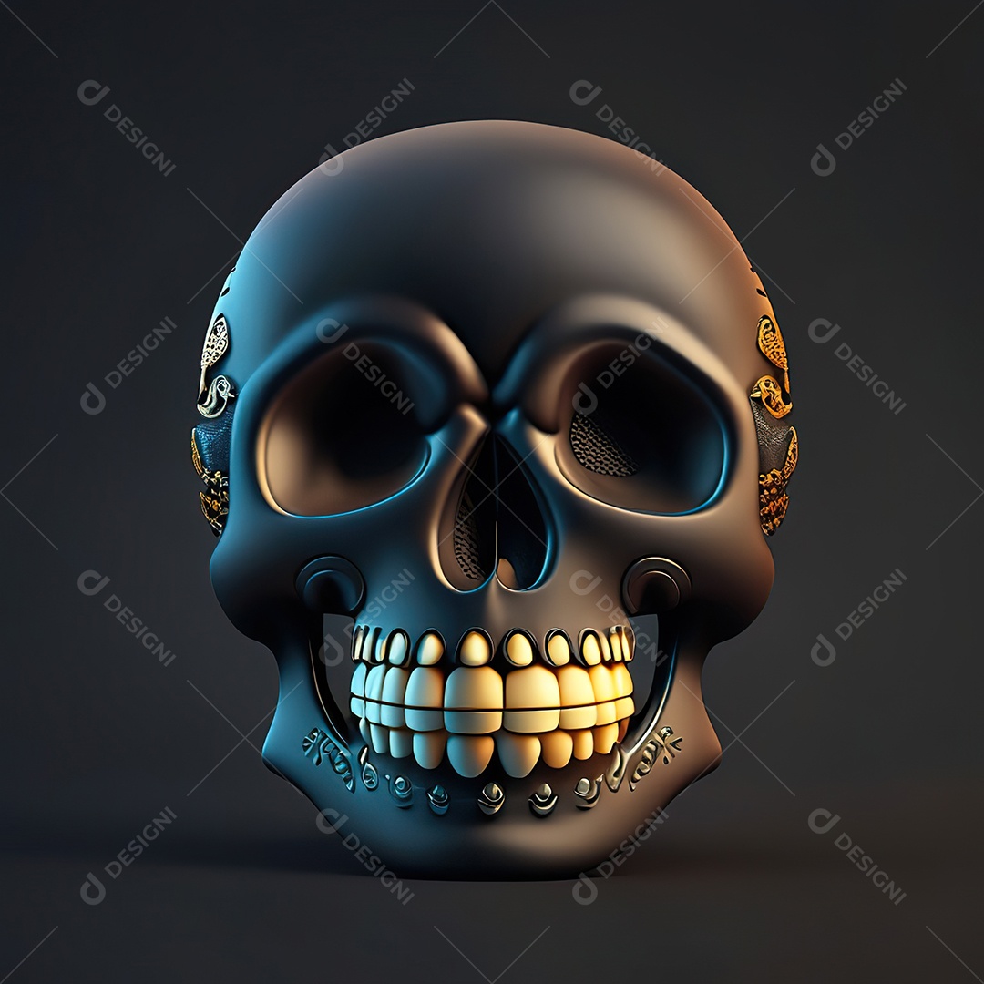 Caveira emoji engraçado altamente detalhado 8k