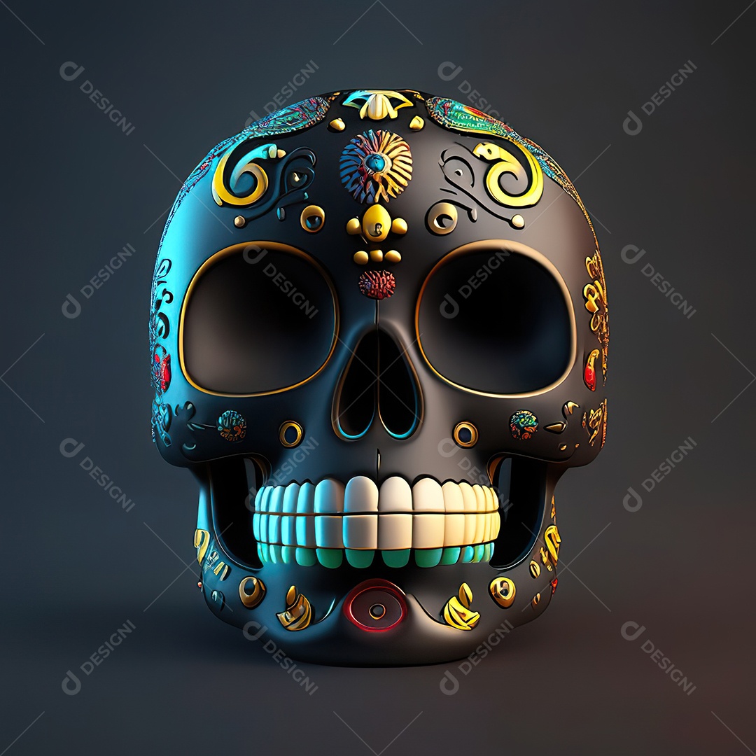 Caveira emoji engraçado altamente detalhado 8k