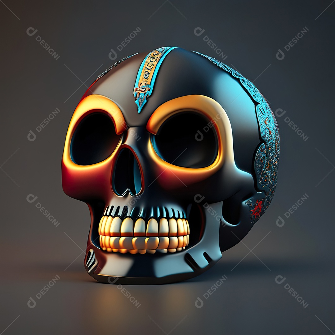 Caveira emoji engraçado altamente detalhado 8k