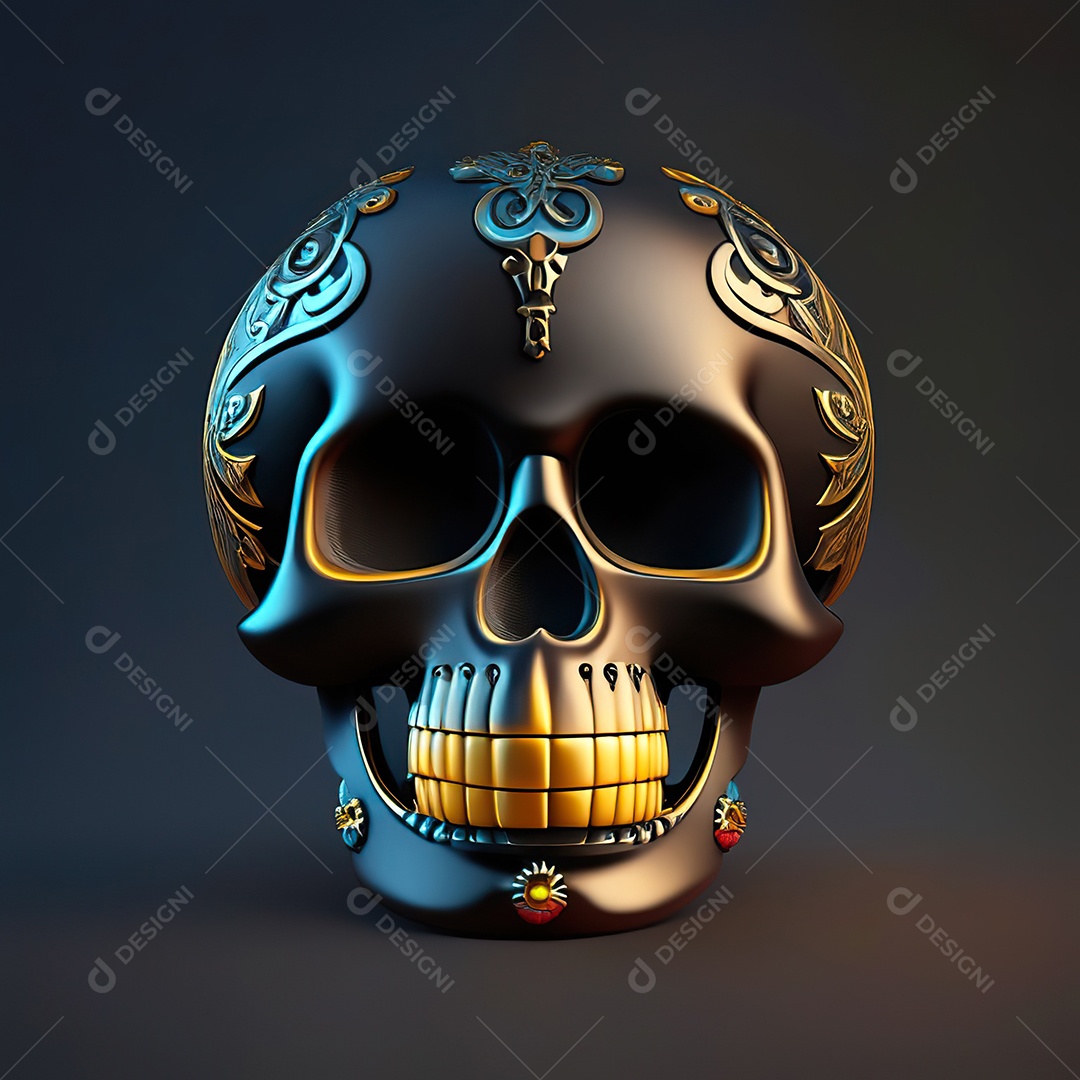Caveira emoji engraçado altamente detalhado 8k