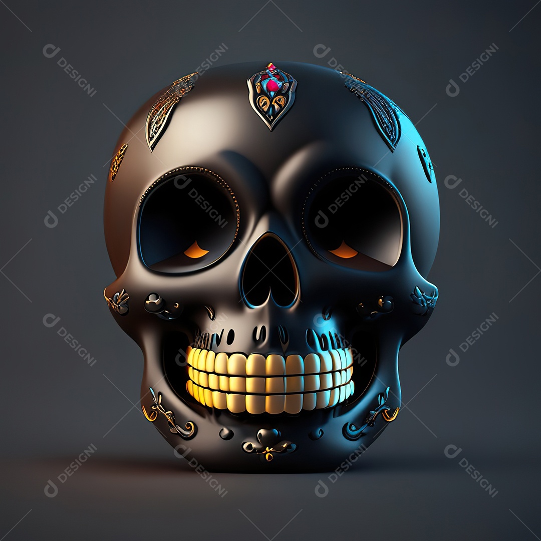 Caveira emoji engraçado altamente detalhado 8k
