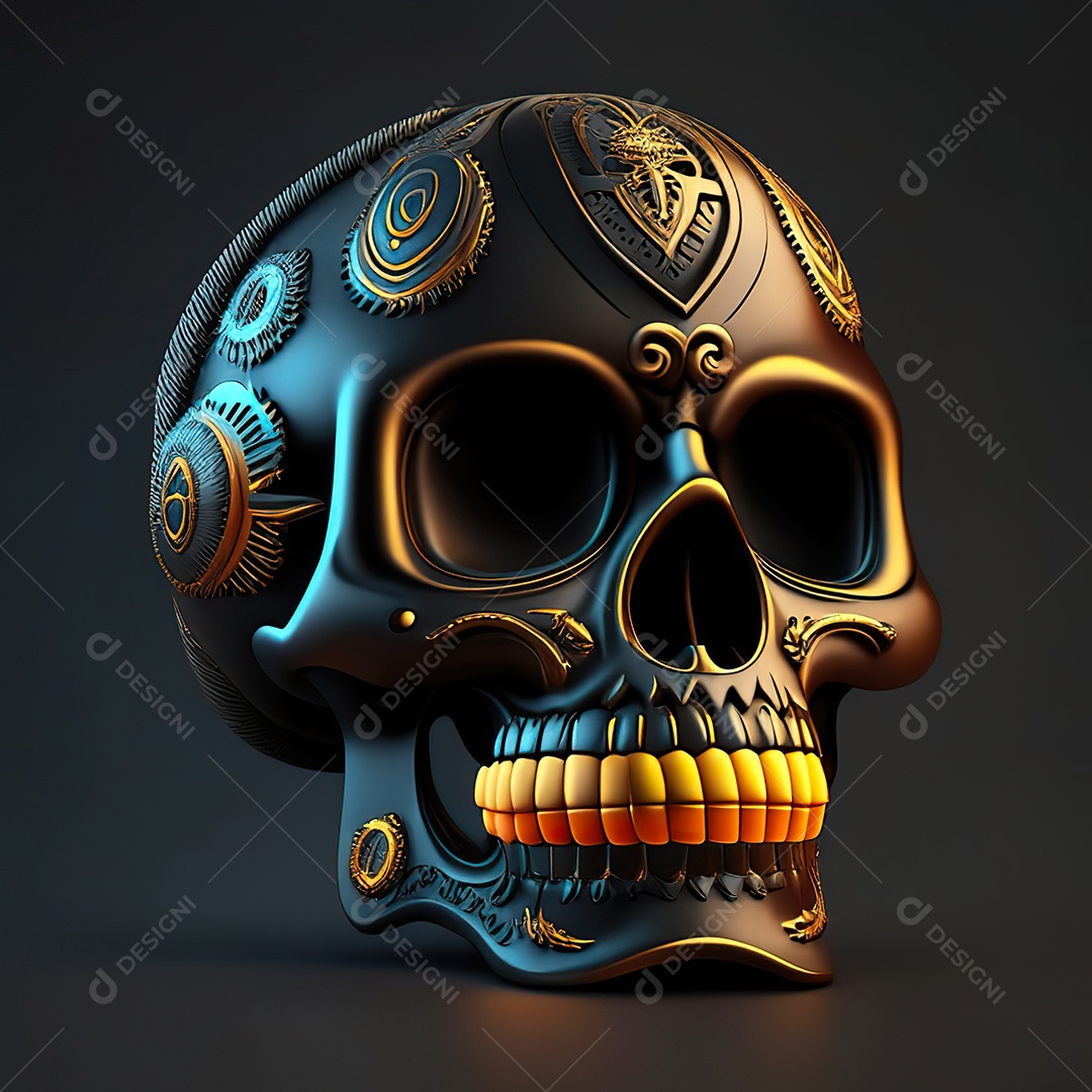 Caveira emoji engraçado altamente detalhado 8k