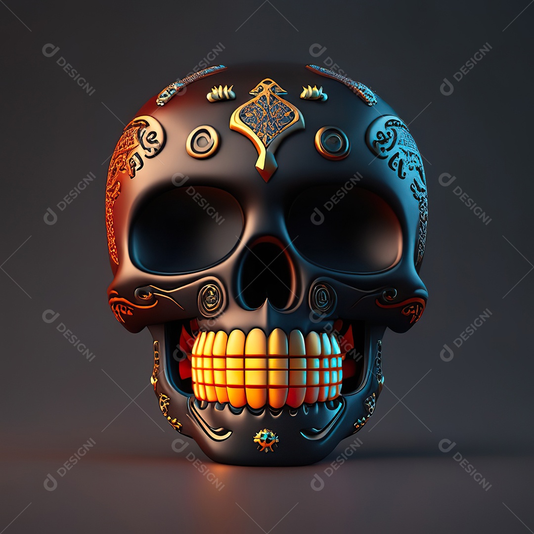 Caveira emoji engraçado altamente detalhado 8k