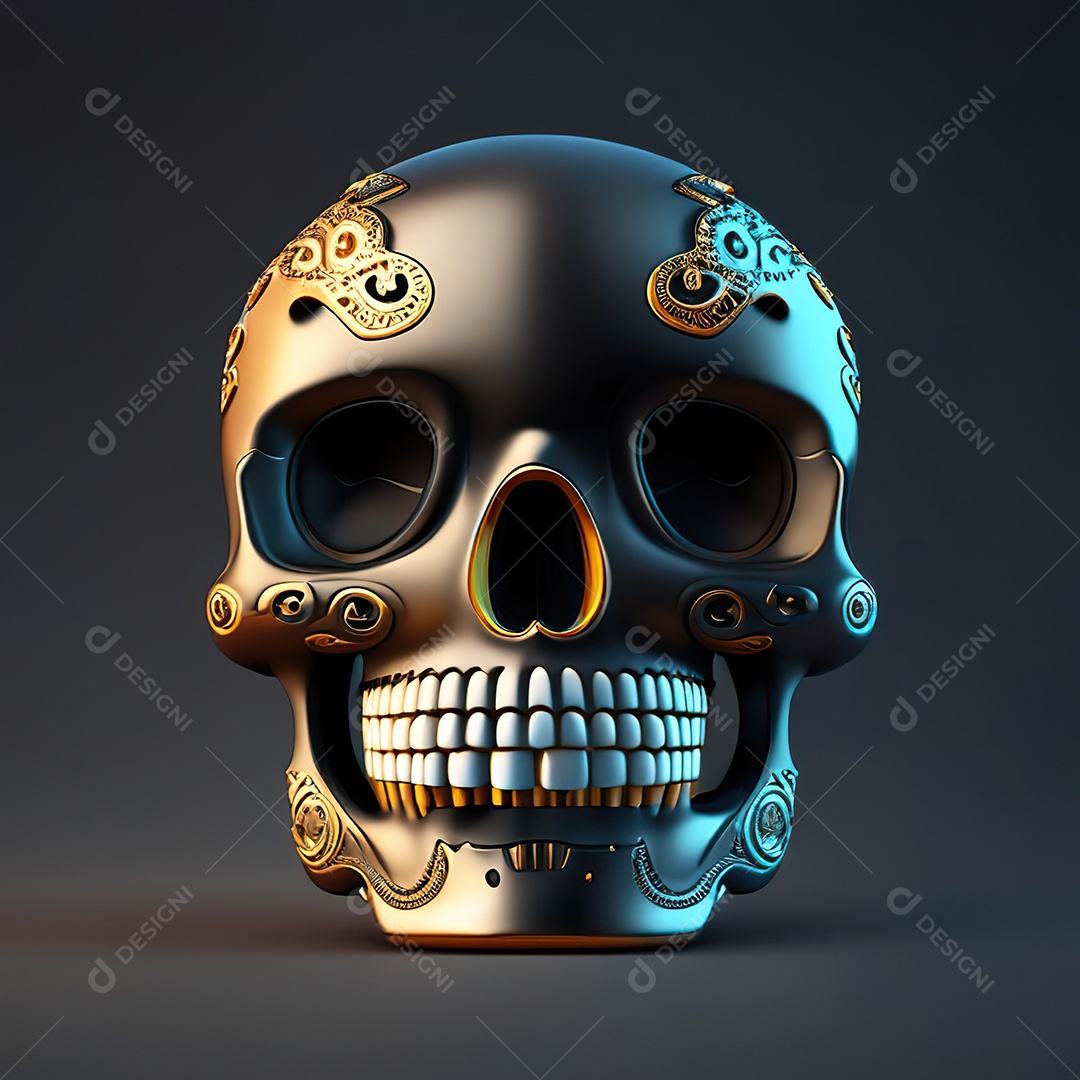 Caveira emoji engraçado altamente detalhado 8k