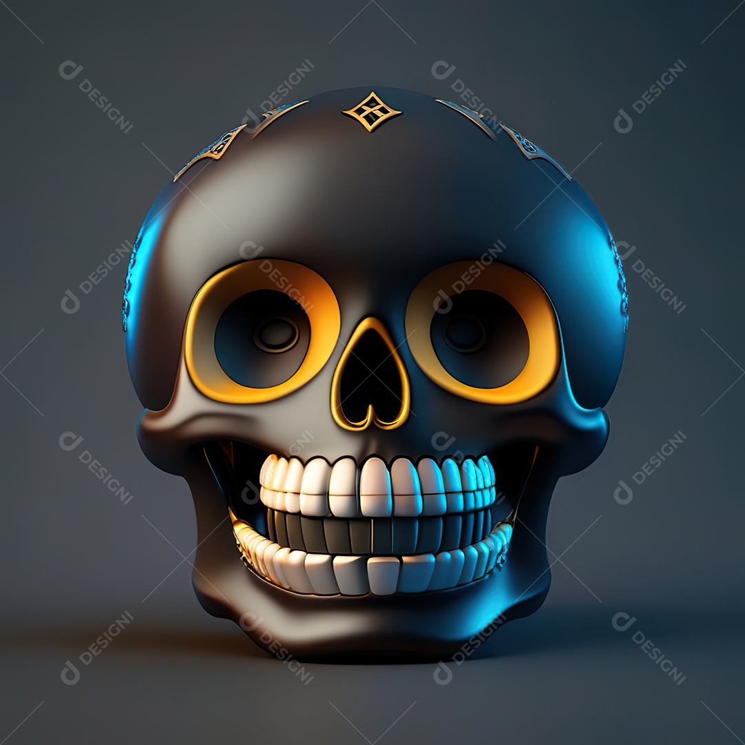Caveira emoji engraçado altamente detalhado 8k