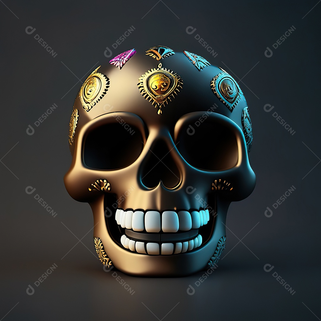 Caveira emoji engraçado altamente detalhado 8k
