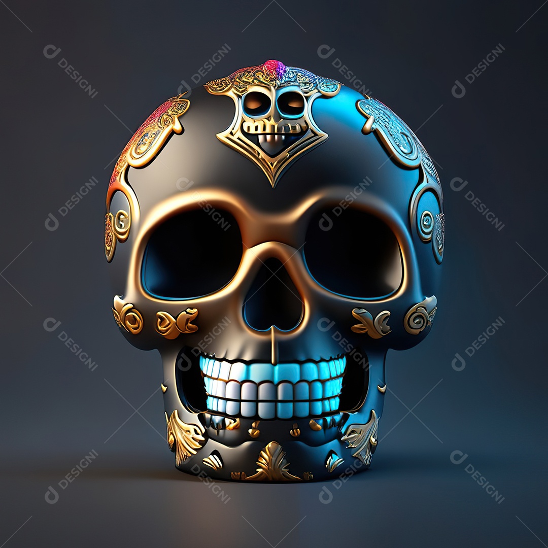 Caveira emoji engraçado altamente detalhado 8k